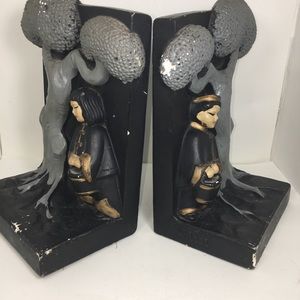 Vintage MidCentury Black Oriental Bookends